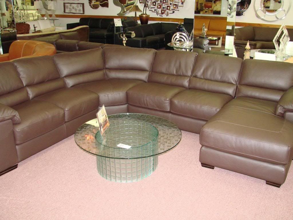 Columbus Day Sale Natuzzi Milano Brown Leather Sectional Photo by